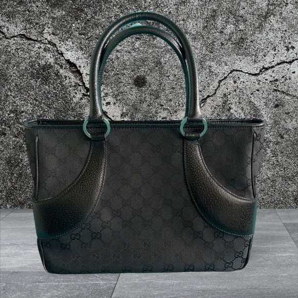 Gucci Satchel Shoulder Bag Black Limited Edition Rare Like New GG Vintage - Picture 1 of 16